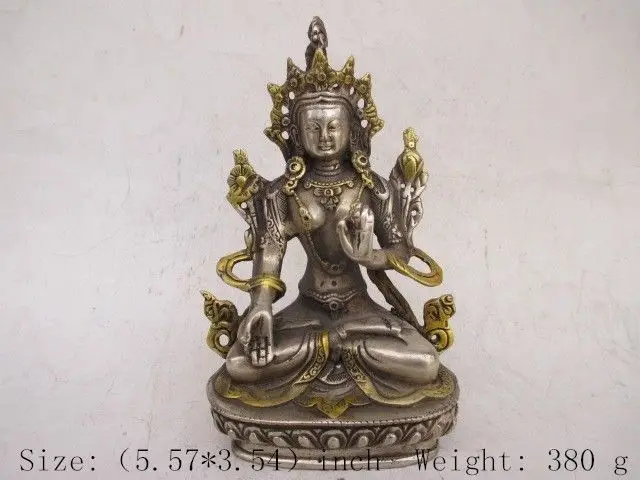 14 cm * /Tibetan Buddhism temples cupronickel gold plated goddess guanyin Buddha