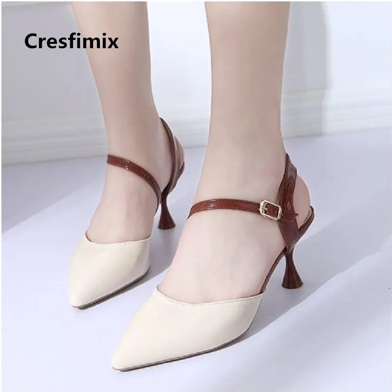 Cresfimix/женские модные удобные туфли на высоком каблуке с пряжкой ремешке Милые