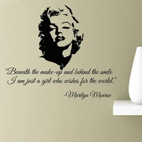 Beneath the make-up and behind the smile Marilyn Monroe Vinyl Wall Art Inspirational Words Home Bedroom Decoration L790