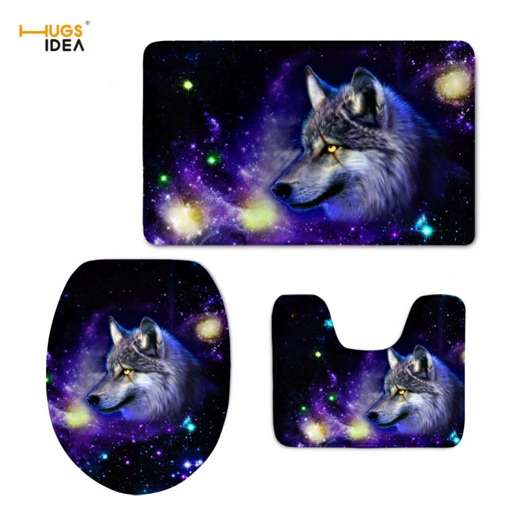 

Чехол на сиденье унитаза HUGSIDEA Galaxy Space Star Pug Dog 3 шт. в комплекте Противоскользящий коврик для ванной теплый коврик для унитаза