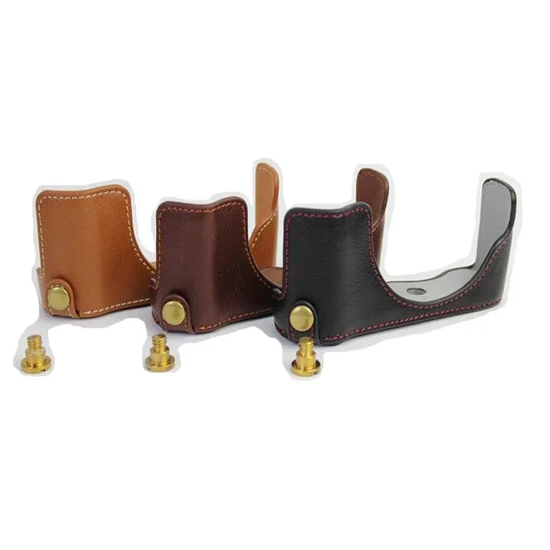 Черный/коричневый/кофе цифровой Камера половина тела Кожаный чехол Чехол для