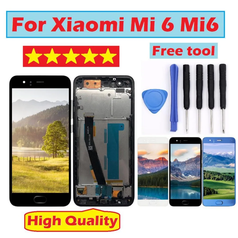 Для Xiaomi mi 6 ЖК дисплей с сенсорным экраном рамкой дигитайзер сборка Новый 5 15