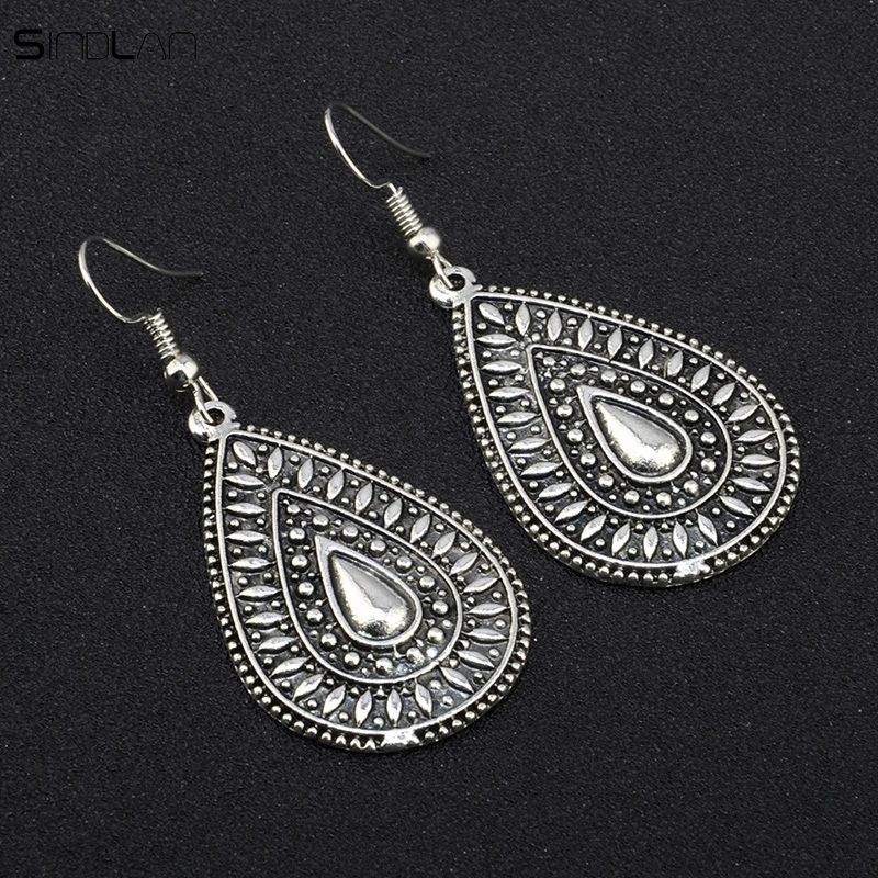 Новые модные свадебные серьги ювелирные изделия ЭТНИЧЕСКИЕ СЕРЕБРЯНЫЕ капли