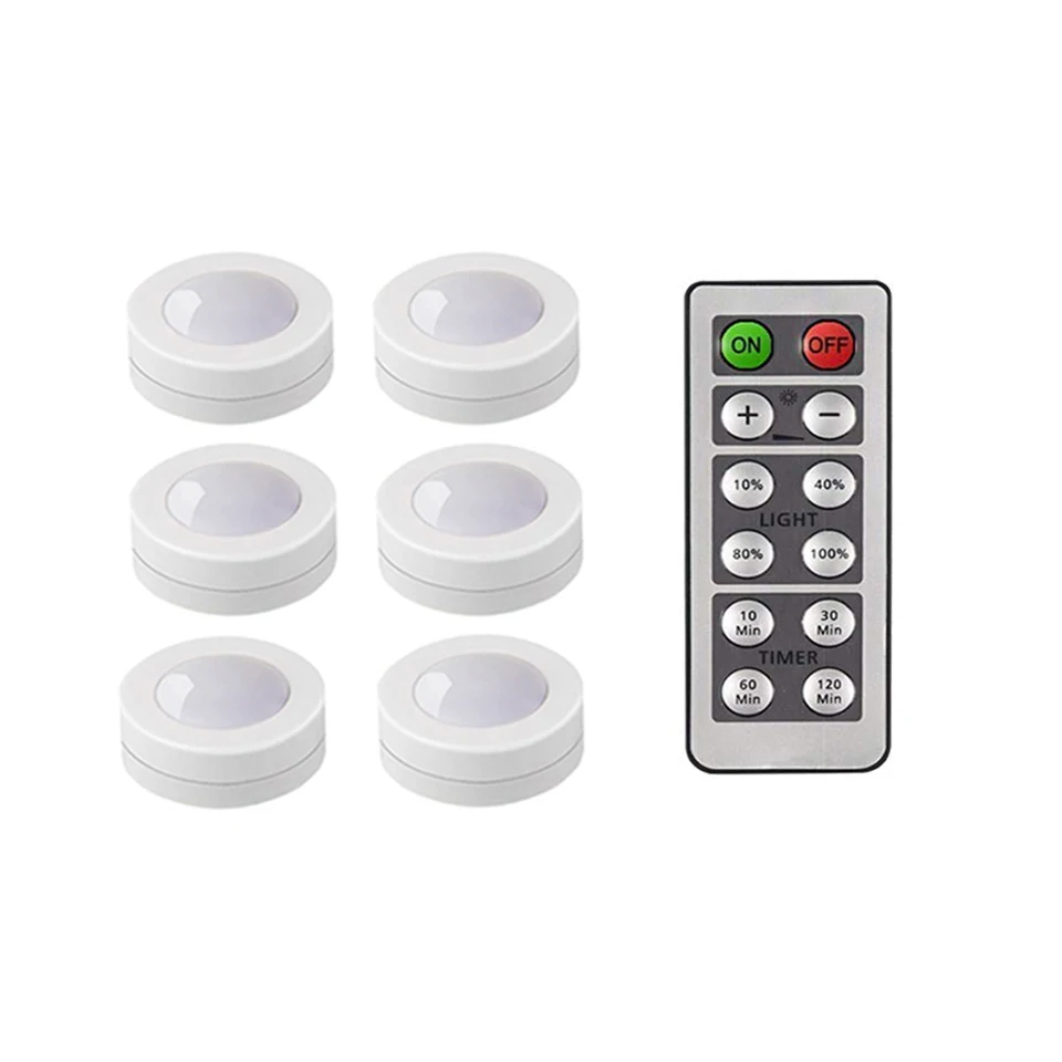 6 lamp 1 controller Затемнение Сенсор светодиодный свет под кабинет для кухня Холл Ночной светильник с Беспроводной контроллер шкаф светодиодные шайбы - Цвет: 6 lamp 1 controller