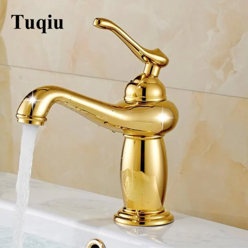 

Bathroom Basin Faucet Brass Gold/Antique Finished Bath Faucet Single Handle Cold and Hot Mixer Tap Wash Basin Faucet Torneira