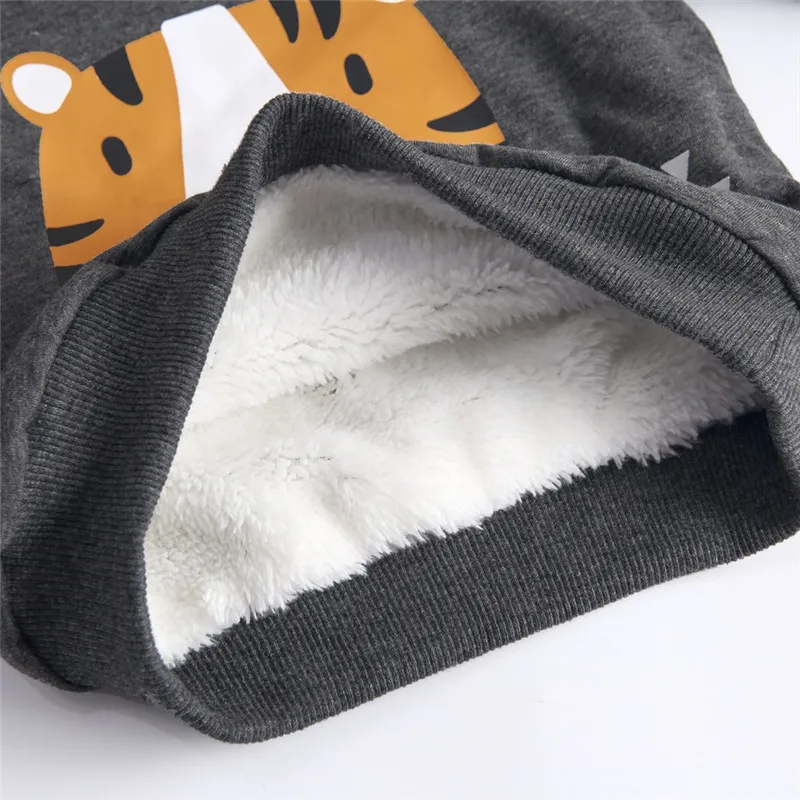 kids toddler clothing boys warm winter outfit boy tracksuit children baby sweatshirt + pants with fleece animal tiger clothes |