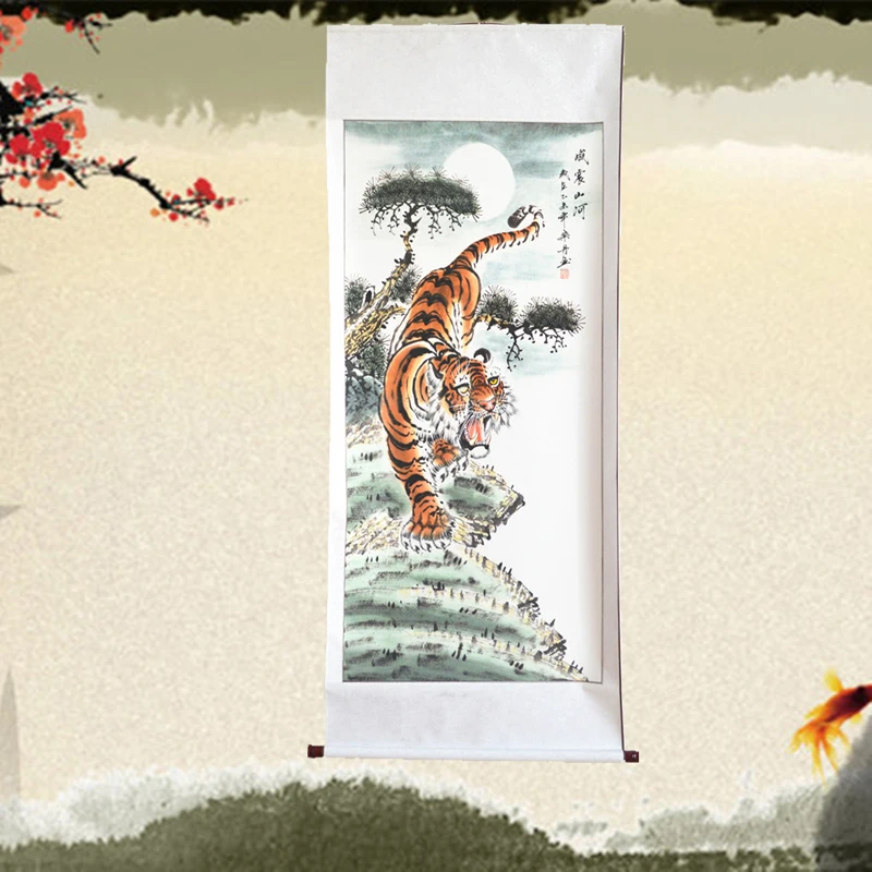 

Chinese painting calligraphy and painting / landscape / living room painting tiger / feng shui landscape painting/tiger