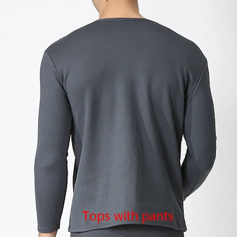 Gray(with pants) Осенне-зимнее термобелье 5XL 6XL 7XL 8XL 9XL круглый вырез бюст 180 см плюс размер флис большой размер мужские кальсоны - Цвет: Gray(with pants)
