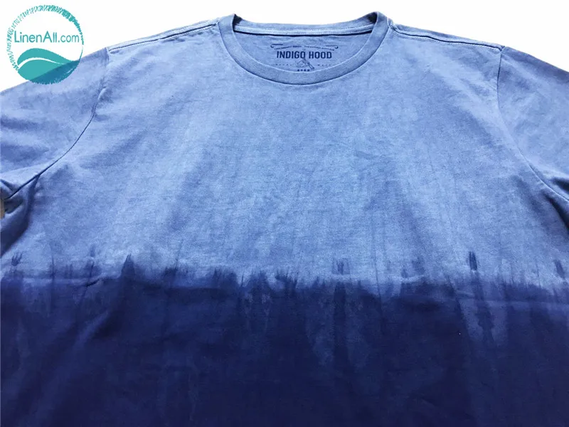 Мужская футболка LinenAll с капюшоном цвета индиго 100% хлопок|male t-shirt|t-shirt men cottonmen t-shirt |