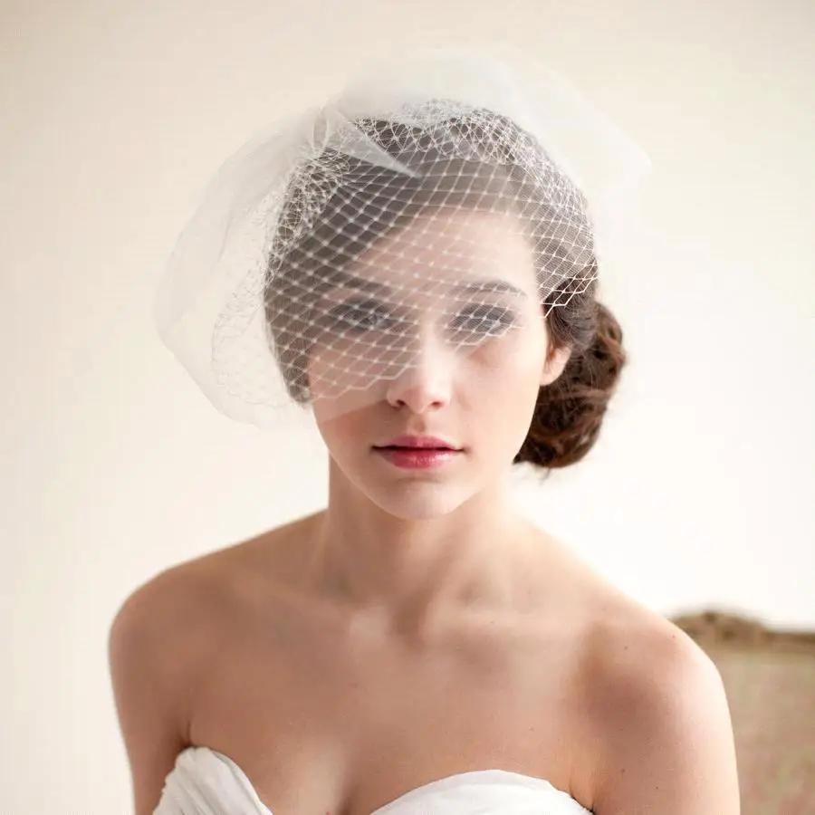 Королевский Дамы Люкс Свадебные Шляпы и Fascinators Белый Кот Тюль Birdcage Bridal Veil для