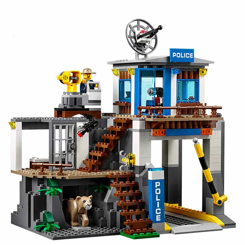 Новый Legoing 60174 705 шт. город серии Mountain полиции штаб Building Block образовательные