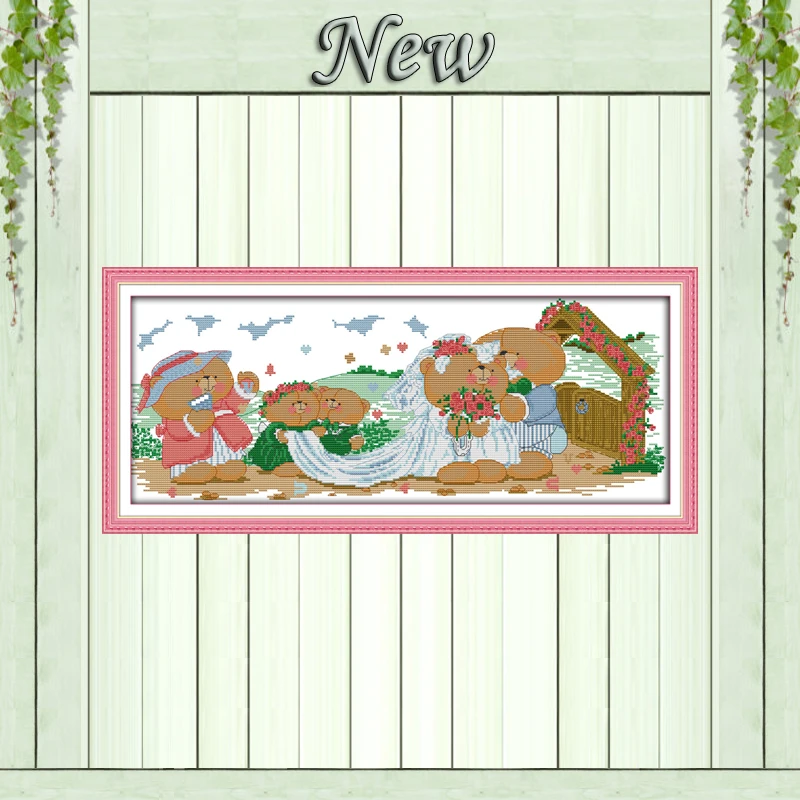 Набор для вышивки крестиком в китайском стиле с принтом медведя эндроза сердца DMC