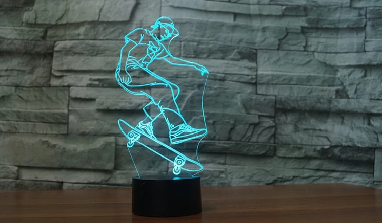 [Seven Neon] скейтборд акриловый 7 цветов Настольная лампа 3D Новинка Светодиодный