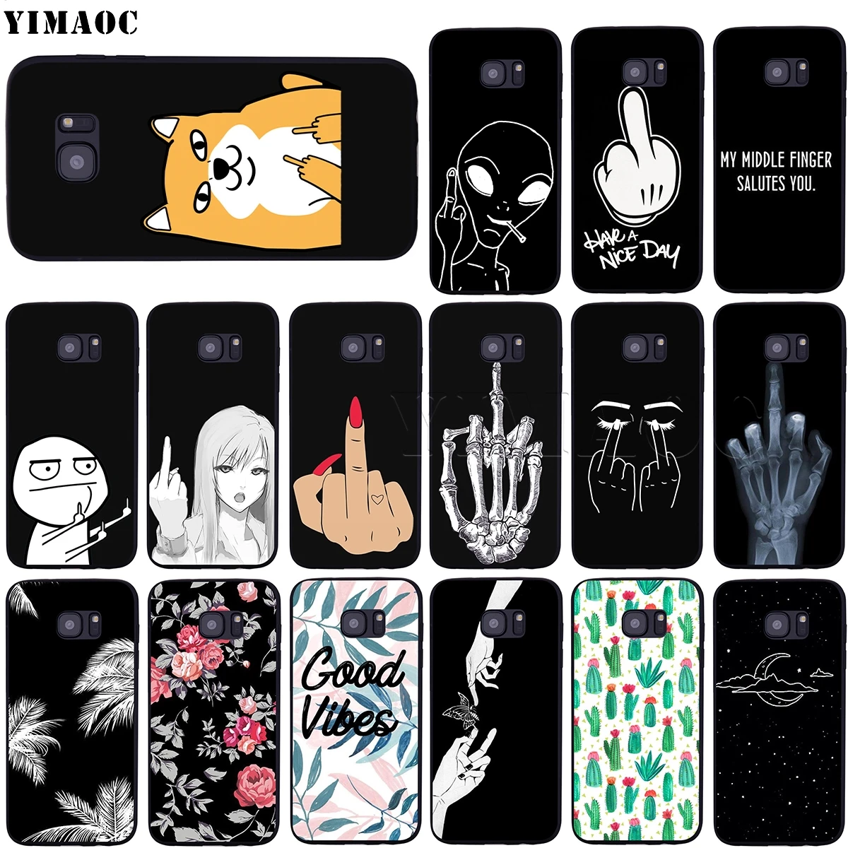 YIMAOC Cartoon Middle Finger Case for Samsung Galaxy A7 A8 A9 A10 A20 A30 A40 A50 A70 M10 M20 M30 S10e J6 Plus | Мобильные телефоны