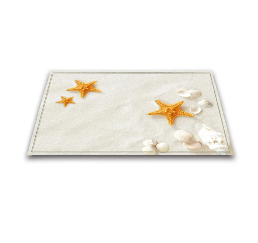 Чистая пляжная занавеска для душа с желтыми морскими звездами и белыми