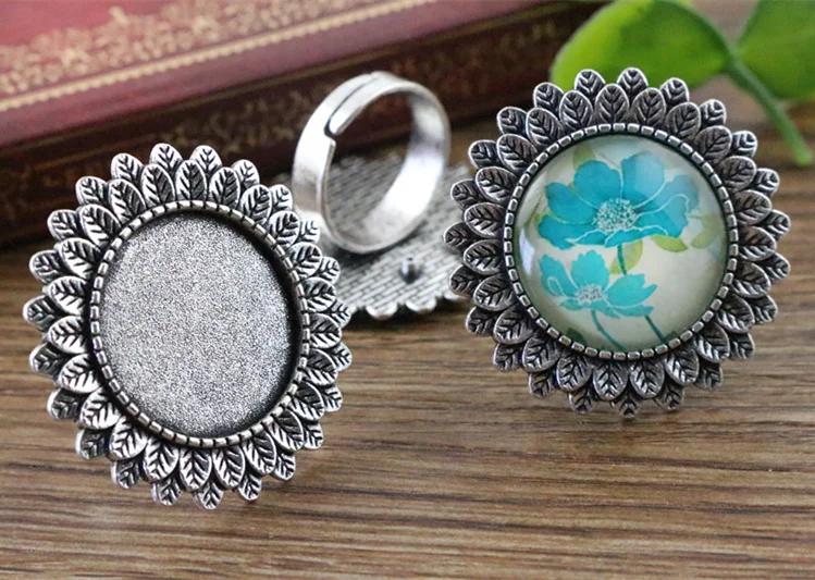 20 мм 5 шт античное посеребренное регулируемое латунное кольцо настройки