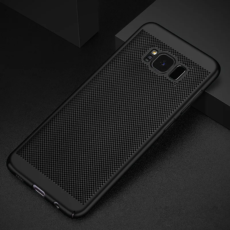 Тепловыделение чехол для samsung Galaxy S6 S7 край S8 S9 S10 плюс S10 e Примечание 8 9 A5 A7 J3 J3 J5 J7 Pro A8 плюс Жесткий Чехол - Цвет: Black Vent