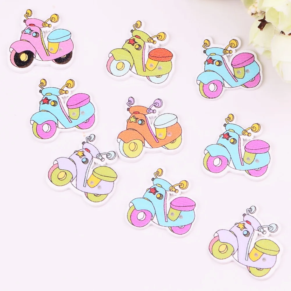 50 шт. Белый Дерево Кнопки Scrapbooking Батареи Автомобиля pattern 2 Отверстия 26*27 мм Ремесла