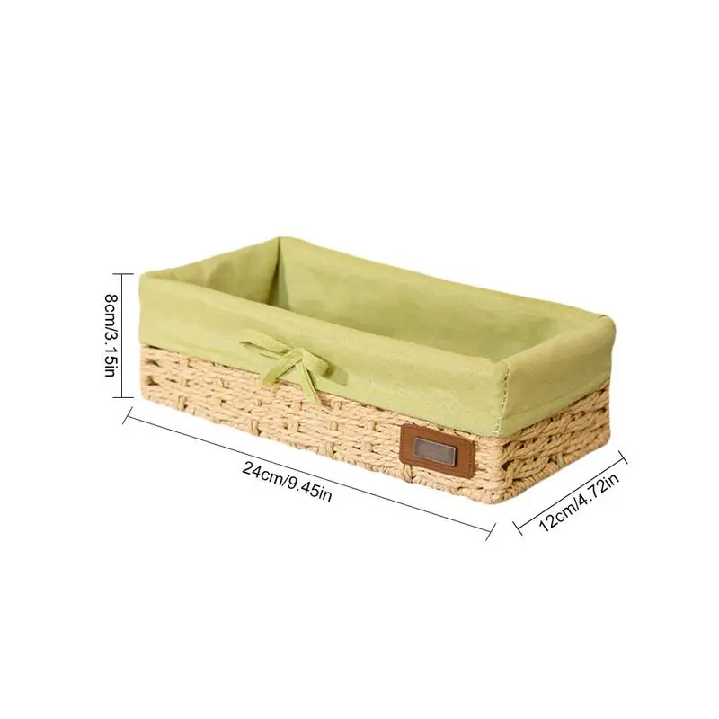 Light Green S Соломенный бамбуковый Настольный ключ дистанционного управления корзина спальня косметический ящик для хранения ротанга сад украшения домашнее хранилище корзина Органайзер - Цвет: Light Green S