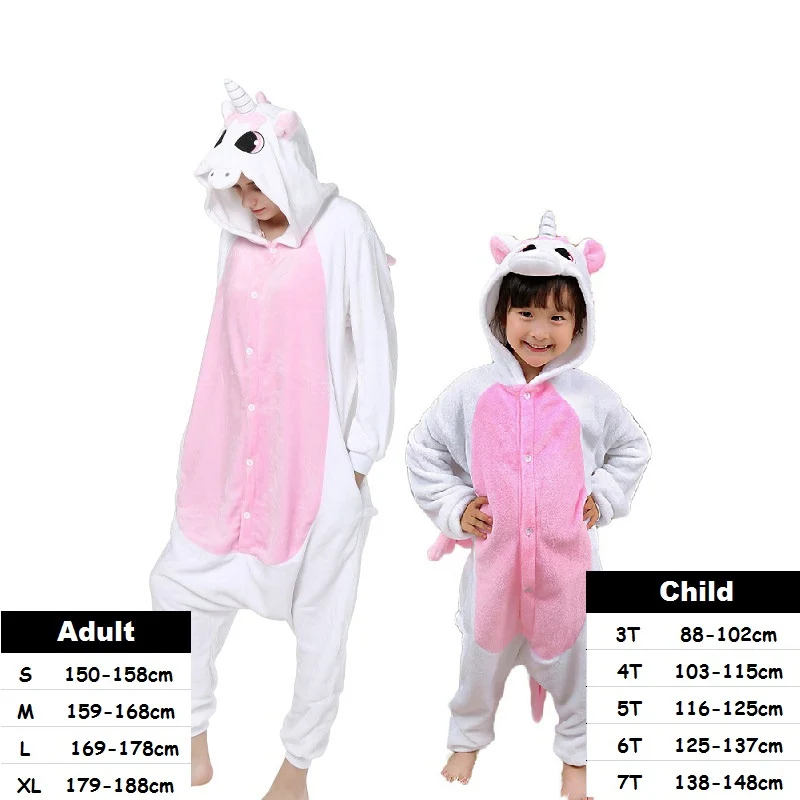 Kigurumi, женские детские пижамы единорога, унисекс, парные, цельный, мультяшный, косплей, костюм, животное, Onesie, пижамы для взрослых девочек, одежда для сна - Цвет: pink unicorn
