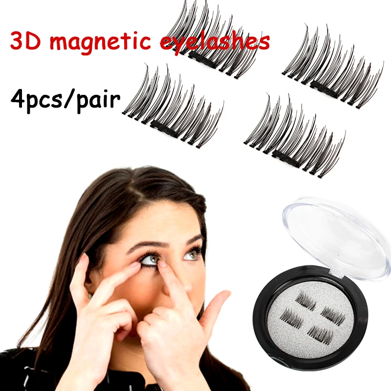 Натуральный 3D Магнитный накладные ресницы 4 шт./кор. наращивание ресниц Красота