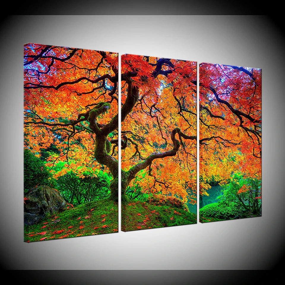 

Modular Frame 3 Pieces Red Tree Flower HD Print Canvas Painting Modern Room Decoration For Wall Art Picture Artwork