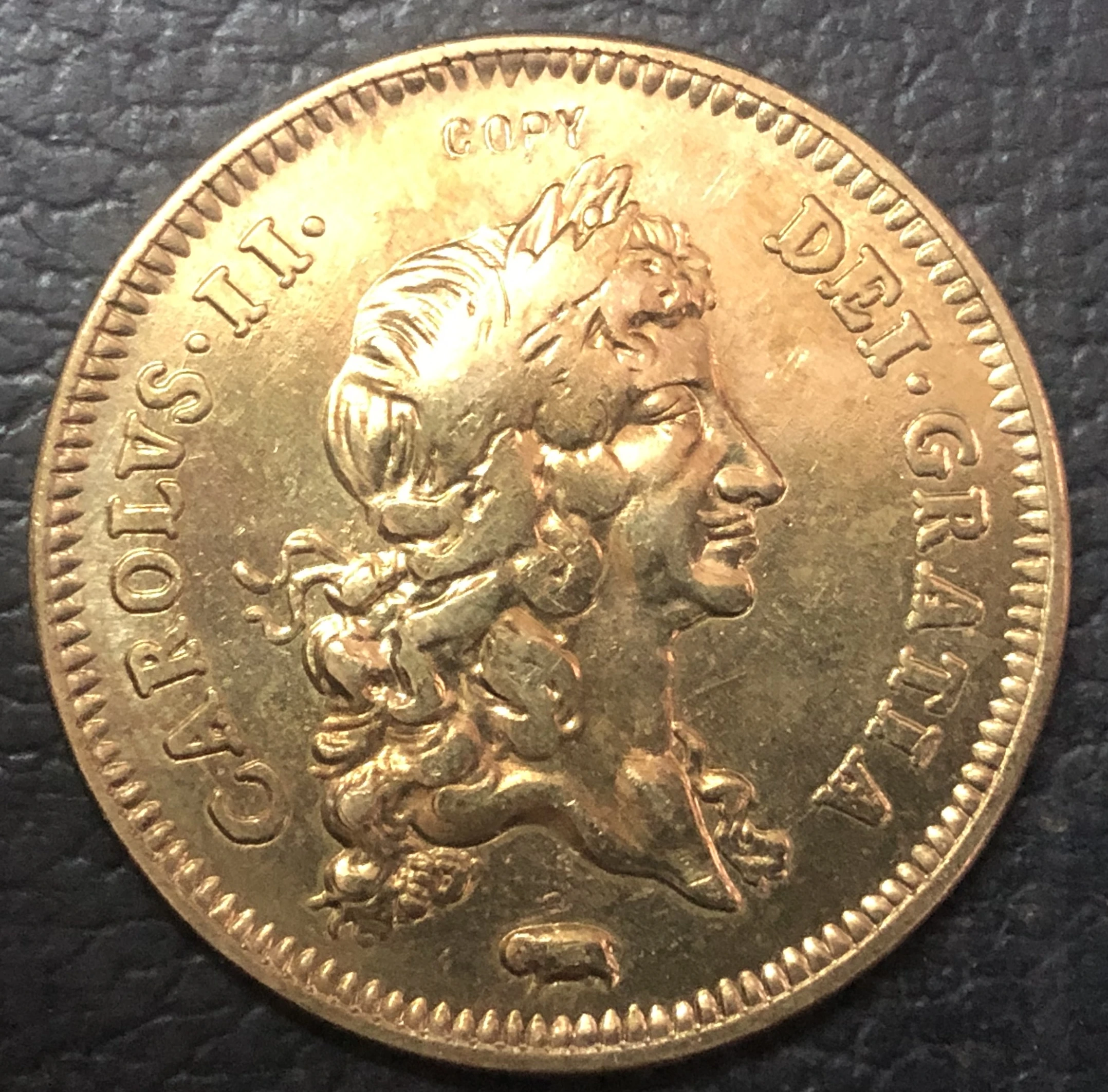 1682 Англия 2 Guineas Charles II .9999 копия монеты с покрытием из чистого золота|coin accessories|gold