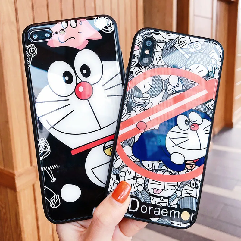 JiBan новый мультфильм Стекло корпуса мобильного чехол для телефона iPhone 6 S 7 8 Plus X