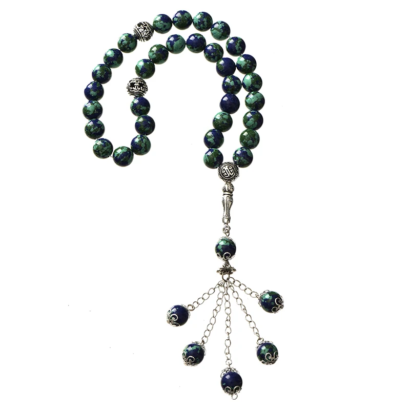 Горячая продажа 10 мм Синтетические синие и золотые Молитвенные Четки Феникс