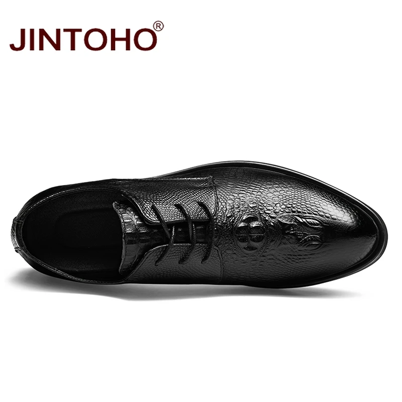 Туфли JINTOHO мужские из натуральной кожи Повседневная модная брендовая кожаная