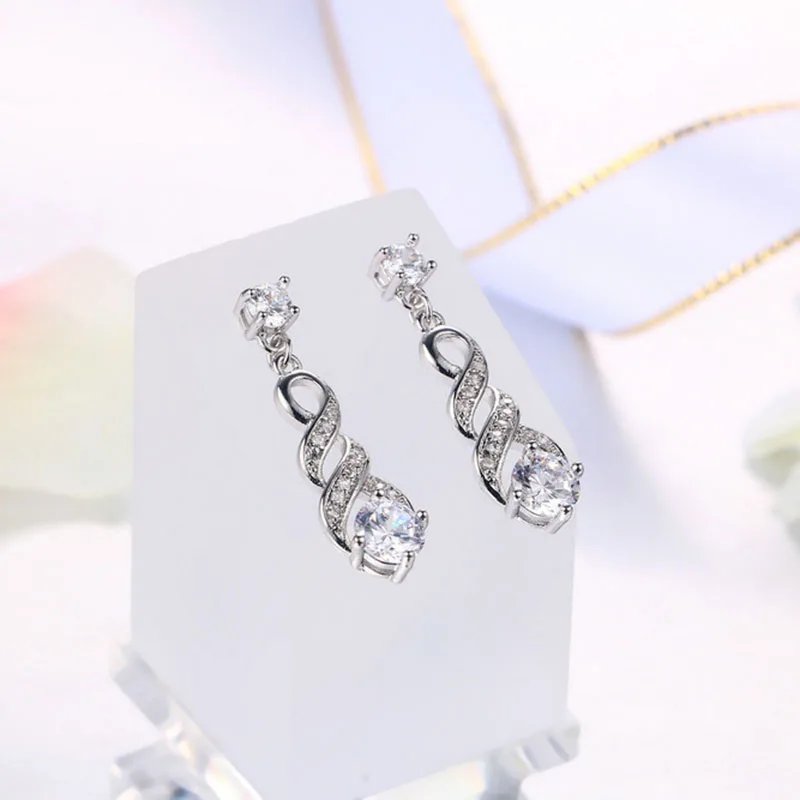 Новинка 2018 года элегантные женские серьги фианит падение/свисающие свадебные