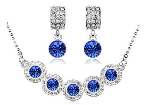 birthday gift fashion Jewelry set round rainbow brand design top quality AAAA+ Zircon rhinestones Necklace Earring | Украшения и