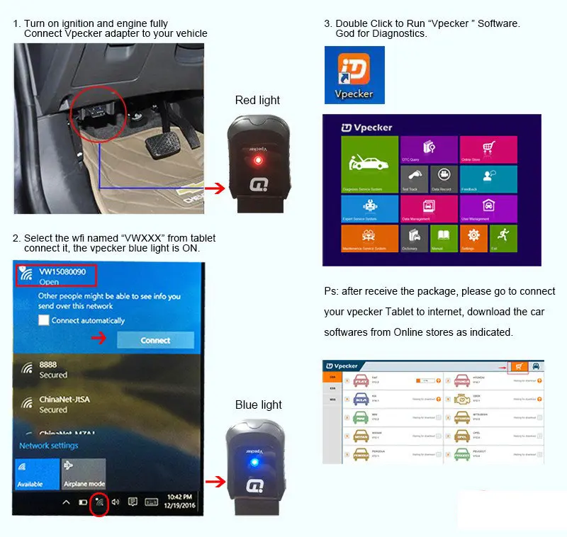 VPECKER Easydiag функция X431 Idiag EasyDiag Поддержка WINDOWS Systerm OBD2 16 контактный разъем Bluetooth