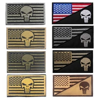 3d outdoor army fan embroidered armband clothing backpack hook and loop stitch stripe american flag punisher patch weaving