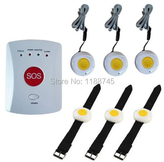 

Wireless GSM SMS SOS Emergency Auto Dialer Alarm System with 6 Panic Buttons elderly/children/handicapped/medical care