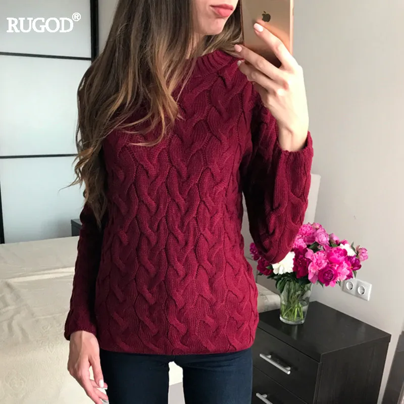 RUGOD Solid Women Sweaters And Pullovers Loose Knitted Pullover Female Tops Spring&ampAutumn Long Sleeve Jumper Sweater pull femme | Женская