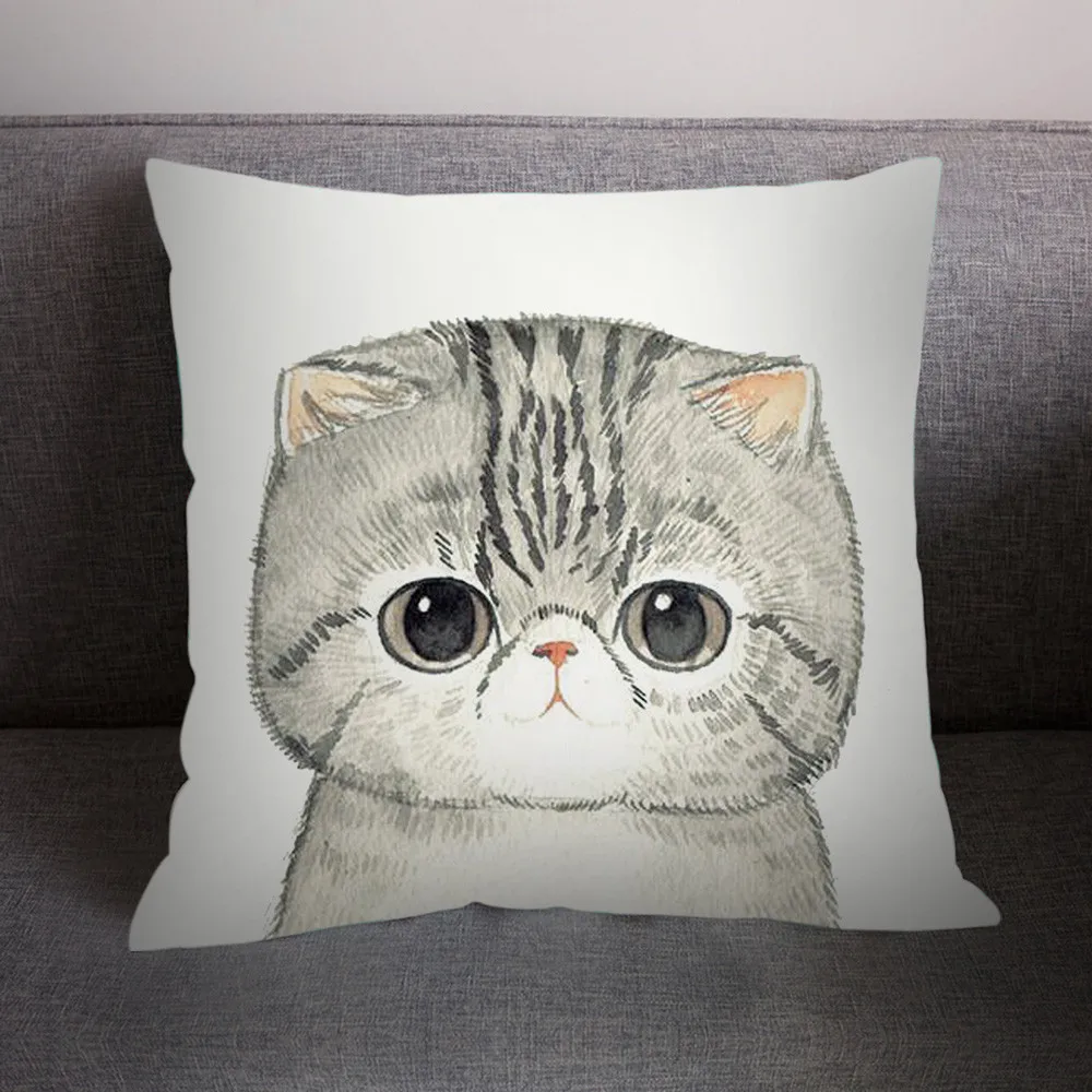 

Polyester Funny Animals Printed Pillow Cover Cute Cat Dog Horse Pillow Case Home Sofa Car Cushion Cover Throw Pillowcase 45X45cm