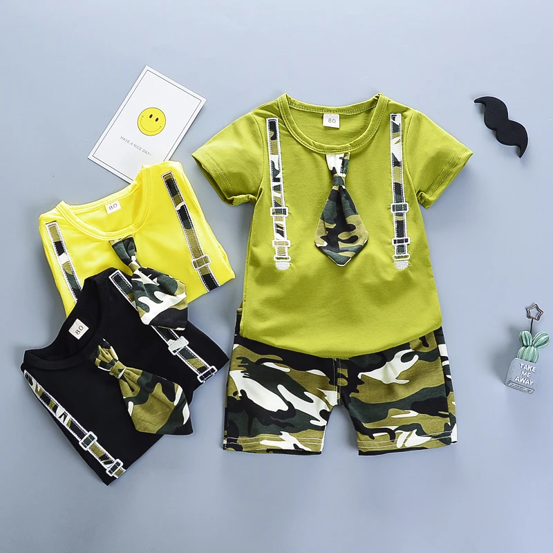 BibiCola newborn clothes 2018 summer baby boys clothing sets fashion camouflage T-shirt+shorts 2pcs suits infant tracksuit set |