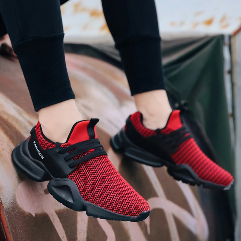 FANPAO 2019 модные мокасины для прогулки обувь без шнуровки мужчин сетка Flyknit