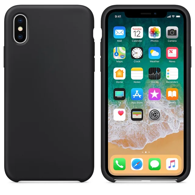 Черный Силиконовый чехол для Apple iPhone X, XR, XS, Max, 6, 6s, 7, 8 Plus, чехол для мобильного телефона из натурального мягкого термополиуретана, противоударный простой чехол на заднюю панель - Цвет: Черный