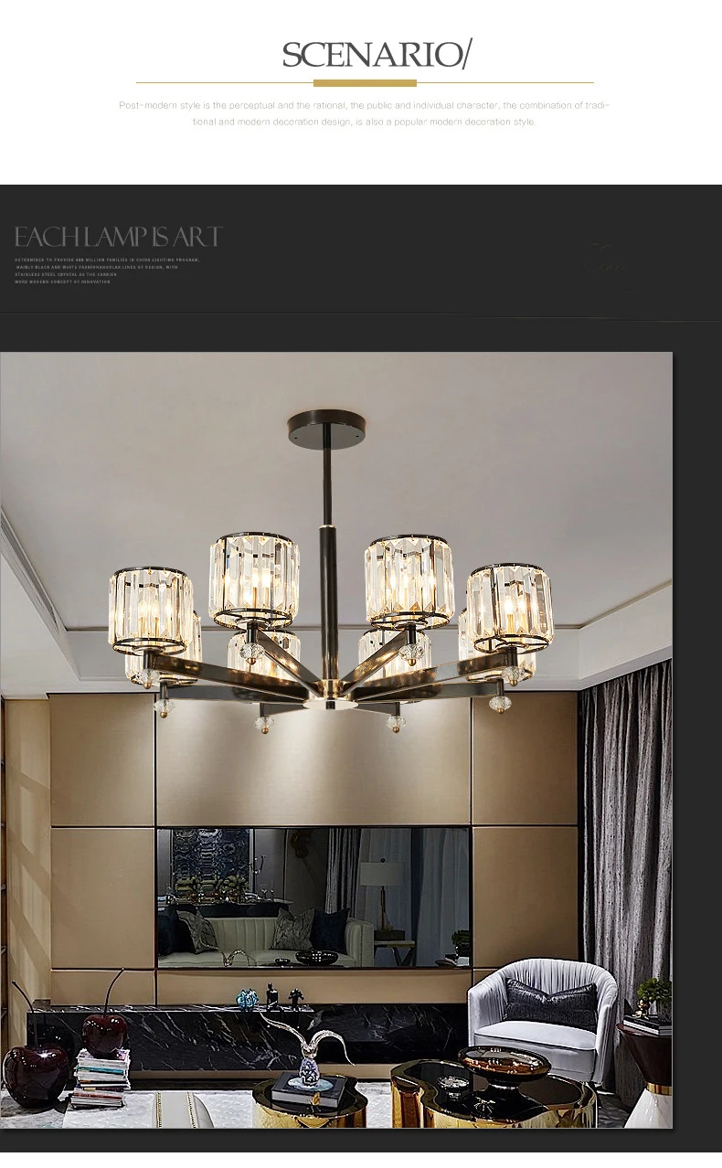 LED Chandelier for Living Room LED Chandelier for Bedroom Modern Crystal Chandelier Lighting Fixture Hanging Lamp Home Decorate
