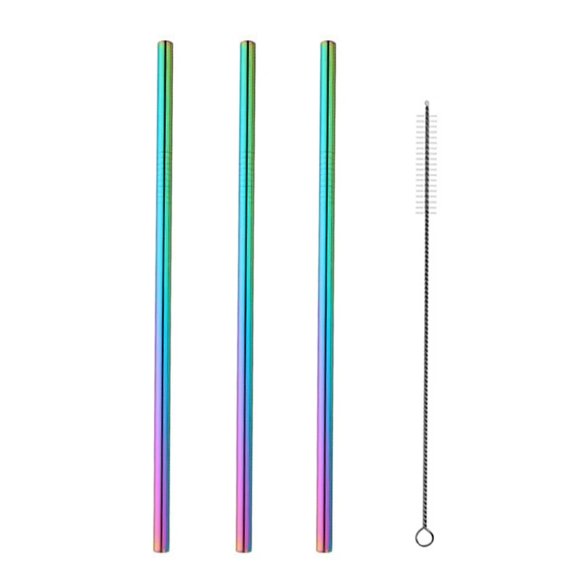 U-Neon 4pc Набор многоразовая нержавеющая сталь солома с чистящей щеткой или соломенной коробкой экологически чистые металлические соломинки набор для стеклянной кружки - Цвет: U-Neon 4pc