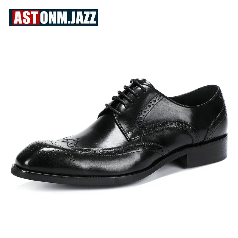 Men's Leather Casual Shoe Mens Genuine Oxfords Office Shoes Men Brogue Lace-up Oxford For | Обувь