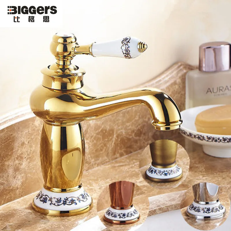 Бесплатная доставка роскошный медный смеситель Европейского дизайна с одной