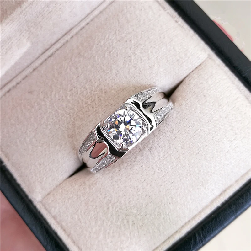 Мужское кольцо с бриллиантом Moissanite 100% золото 9 к d цвет VVS национальным