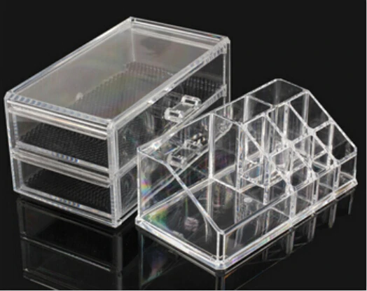 Слой 2 jewelry box Акриловые Косметические Организатор Ящика Макияж Чемодан Вставить