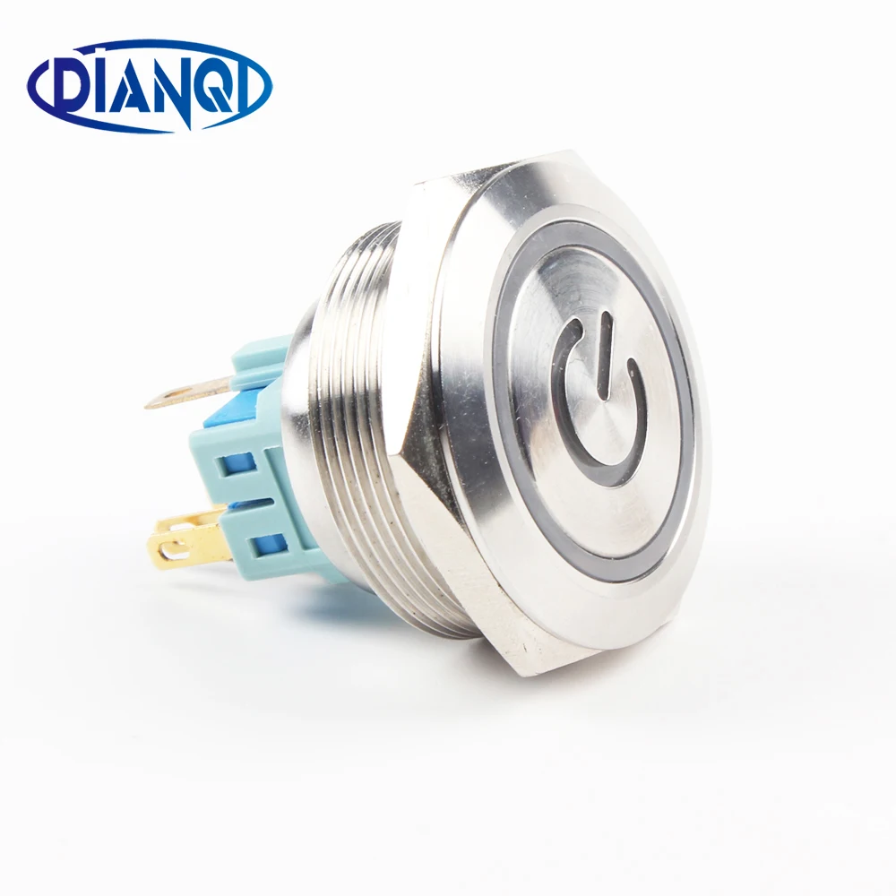 

30mm Stainless steel metal push button switch flat round momentary power ring mark 6 pin car switches reset latching fixation