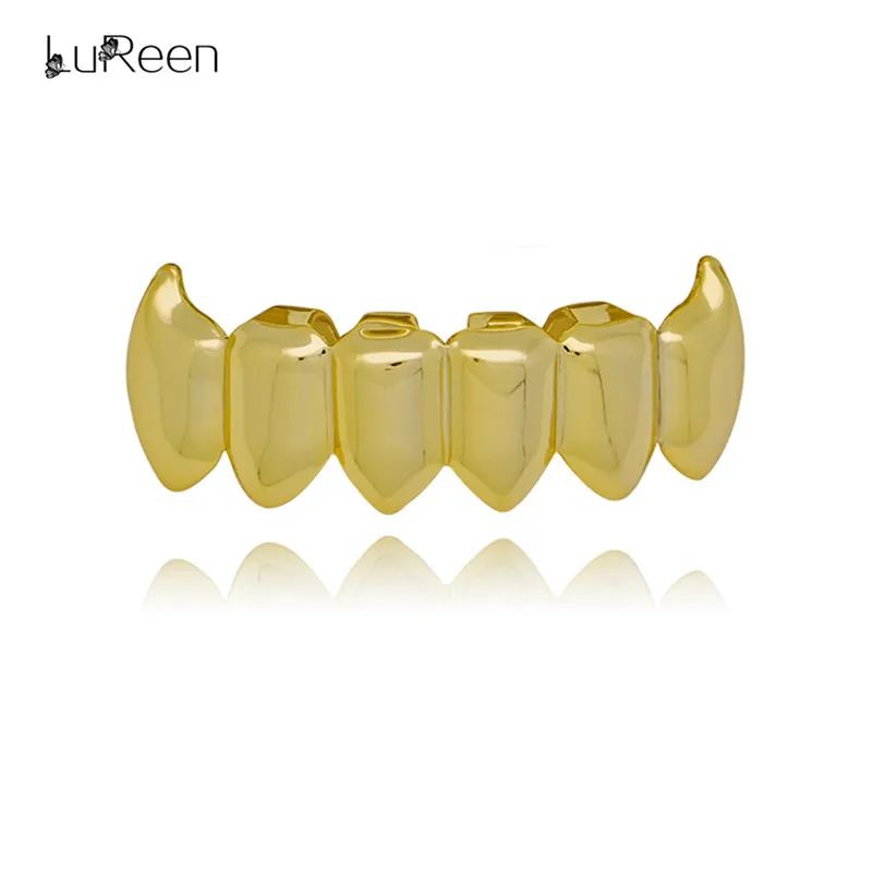 LuReen золотые зубы Grillz Топ& Botom зуб грили стоматологический Хэллоуин Клык вампир зубы шапки вечерние украшения для тела XHYT1076
