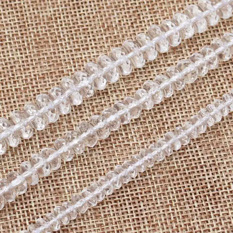 Граненые белые кварцевые бусины RondelleBeads15/38 см для изготовления ювелирных изделий
