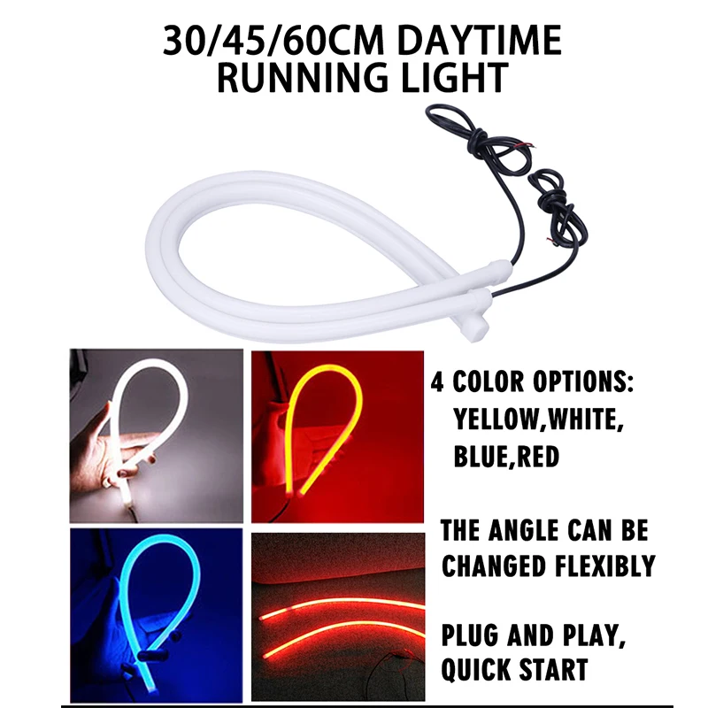 2 шт. Гибкая DRL мягкая Трубная направляющая Опора Угловые глаза Светодиодная